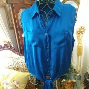BEAUTIFUL ladies blue tie blouse